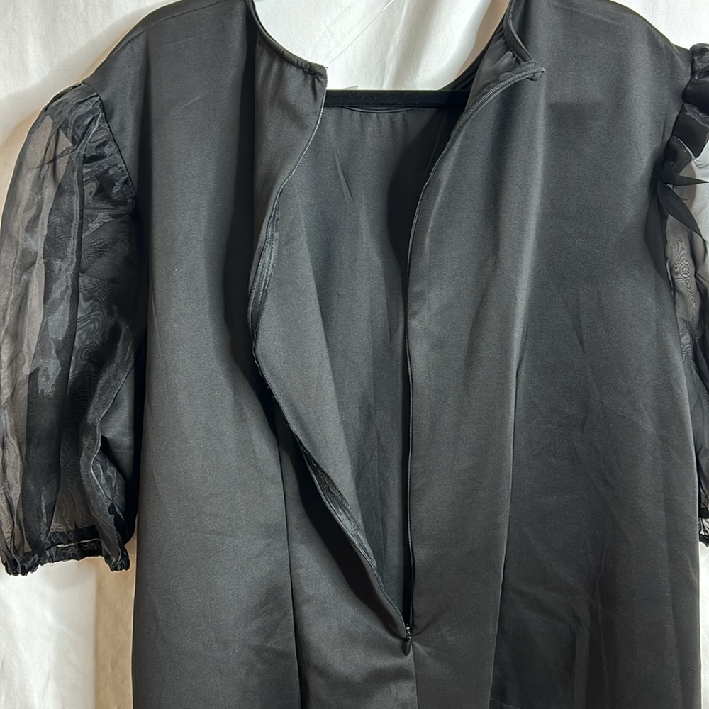 NWT Moon Orchid Womens Black Sheer Puff Sleeve Top Blouse PLUS 26/28 - Picture 6 of 10
